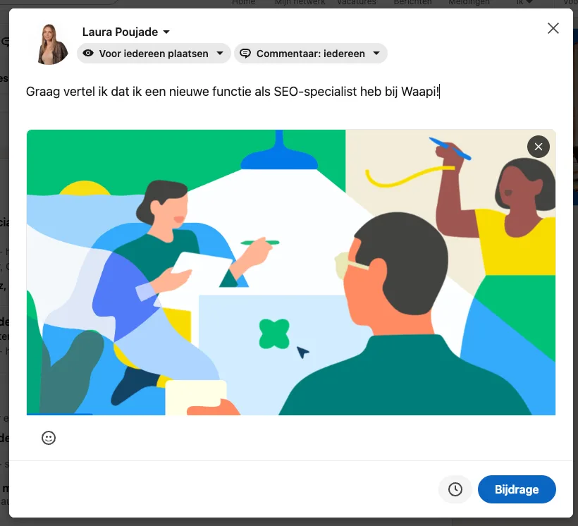 Share the post of new promotion on linkedin nl