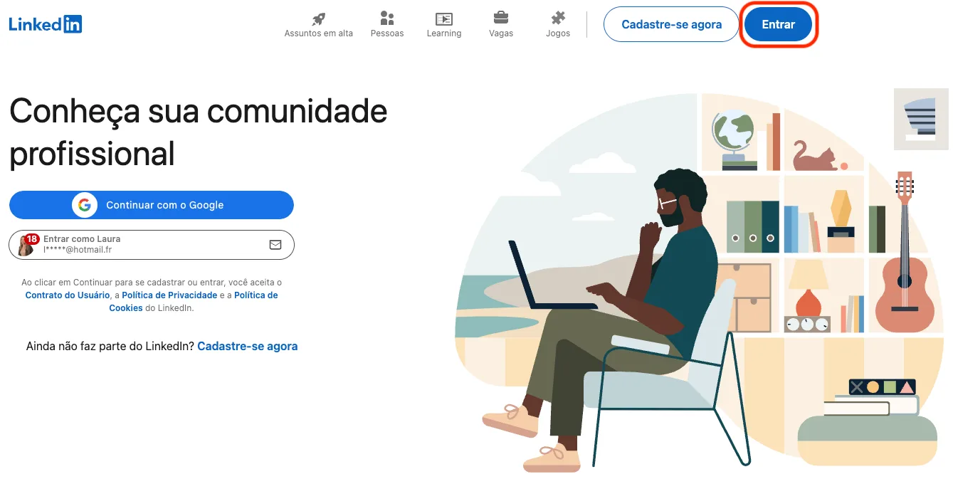 Entrar no linkedin