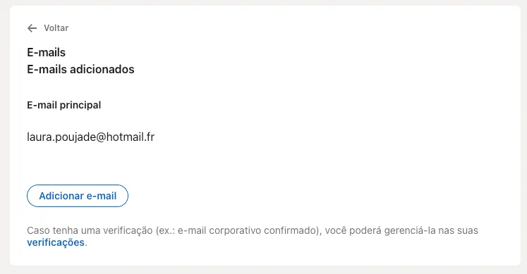 Adicionar e mail linkedin