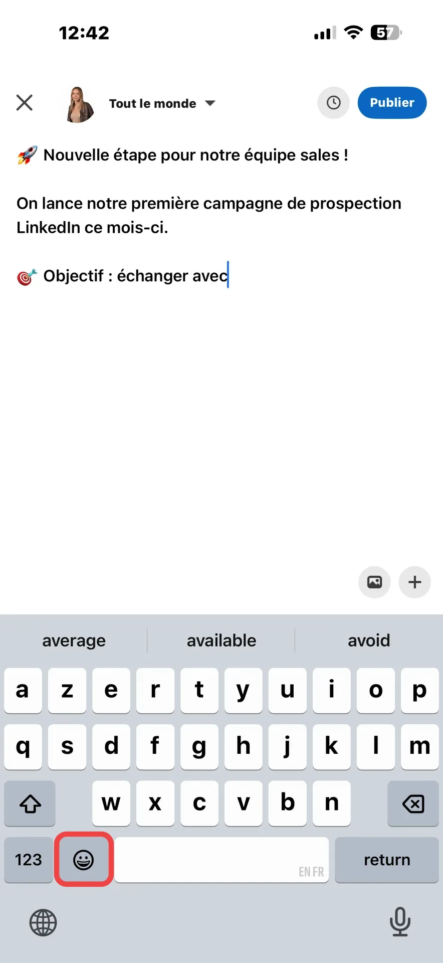 Rédaction post linkedin mobile