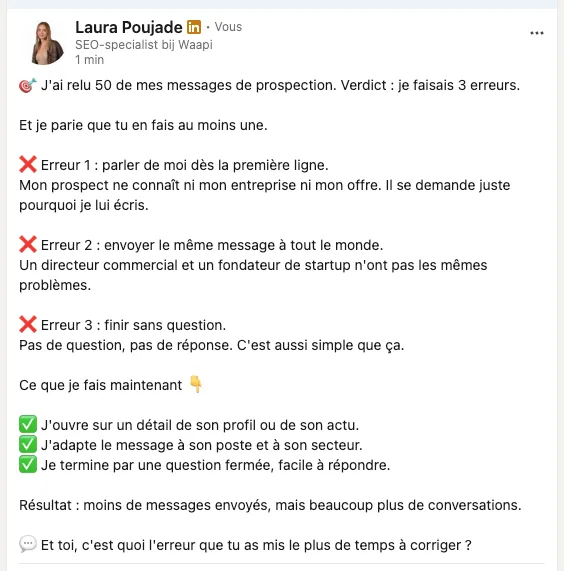 Exemple bon post linkedin avec emojis