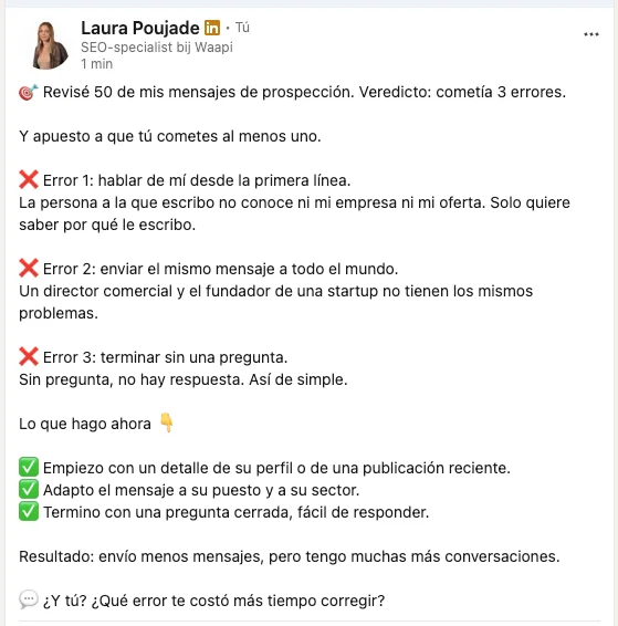 Bueno post de linkedin con emojis