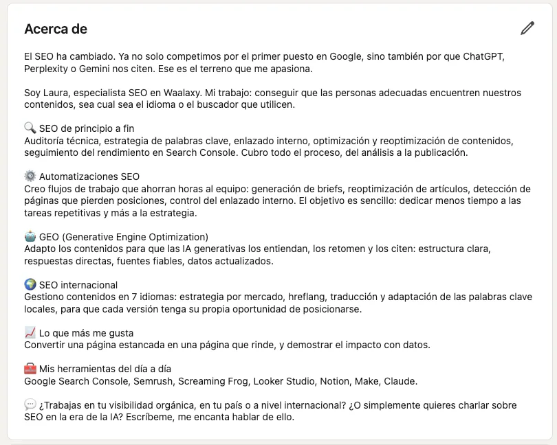 Resumen de linkedin con emojis