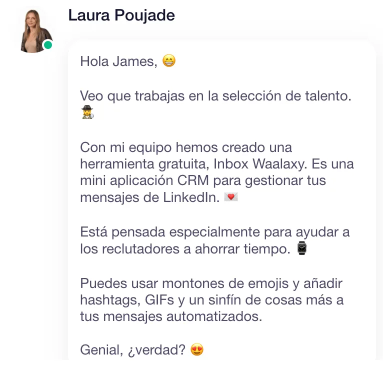 Mensaje de linkedin con emojis