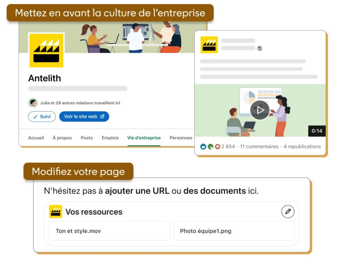 Preview of the LinkedIn Life tab showing company culture and resources