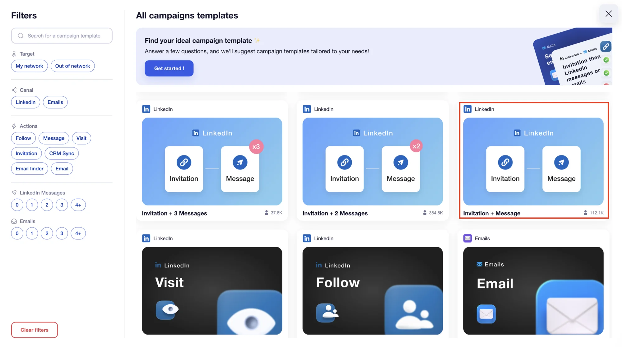 Waalaxy Invitation + Message Sequence for LinkedIn message examples