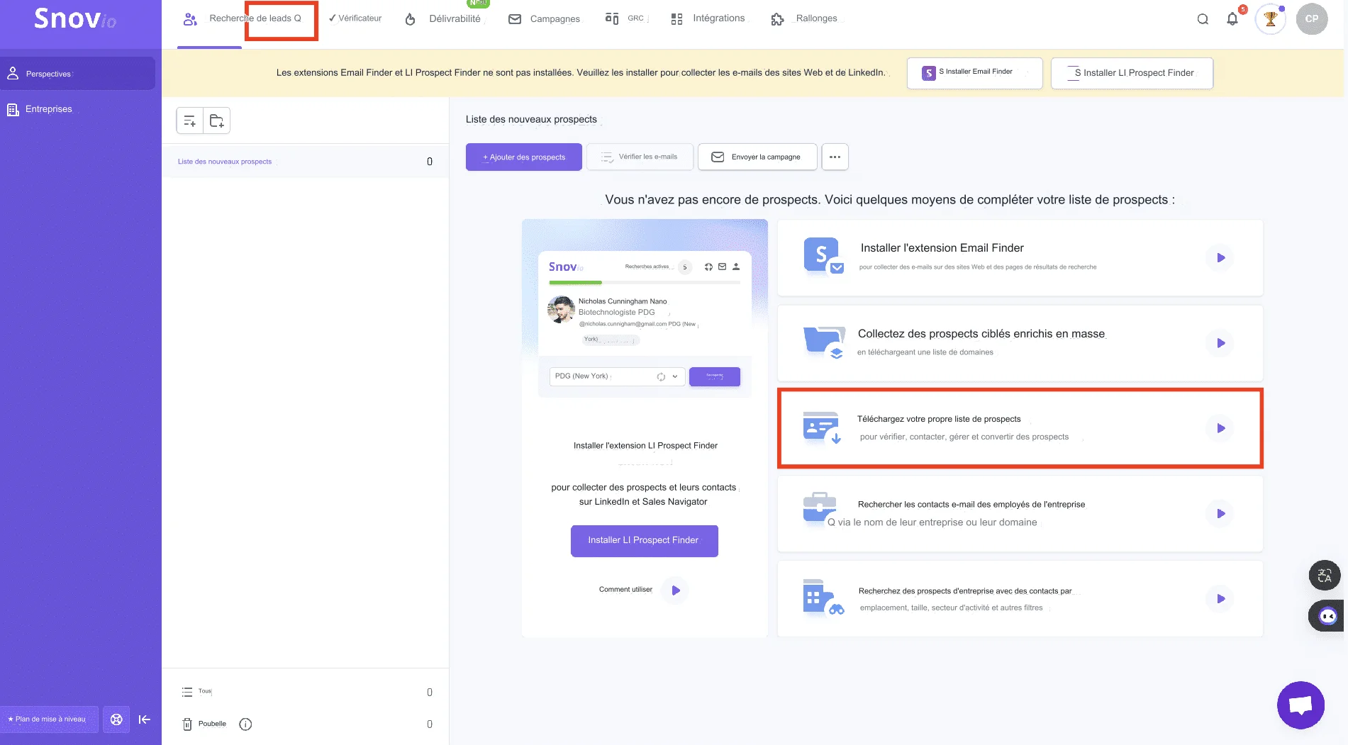 Startseite Email Finder Snov.io.