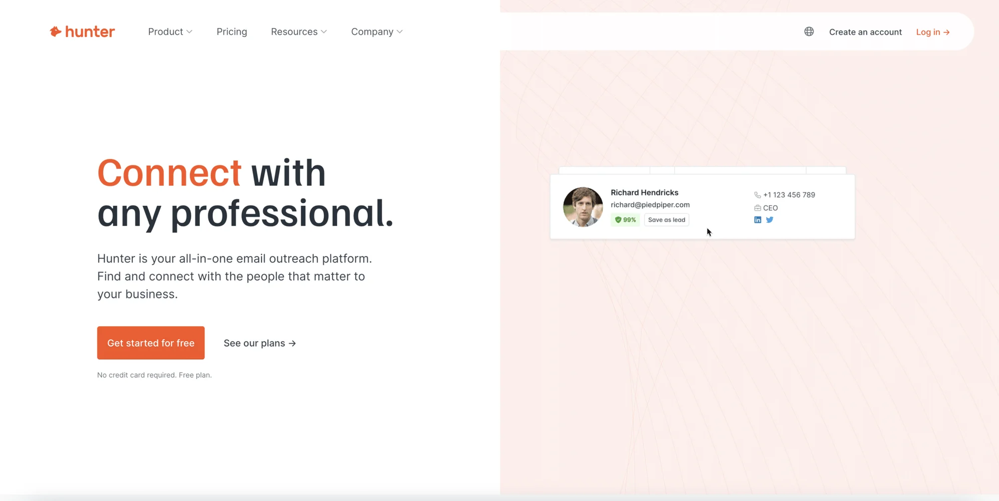 Alternativas à IA sem falhas : Hunter.io