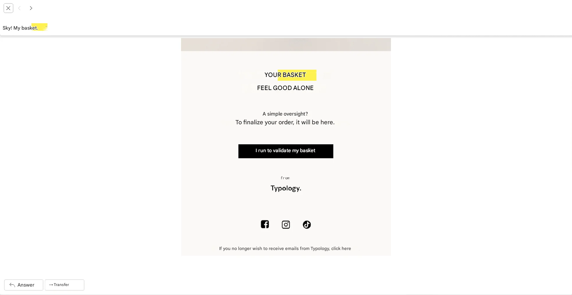 Vorlagen für E-Mail-Marketing: Vergessener oder aufgegebener Warenkorb.
