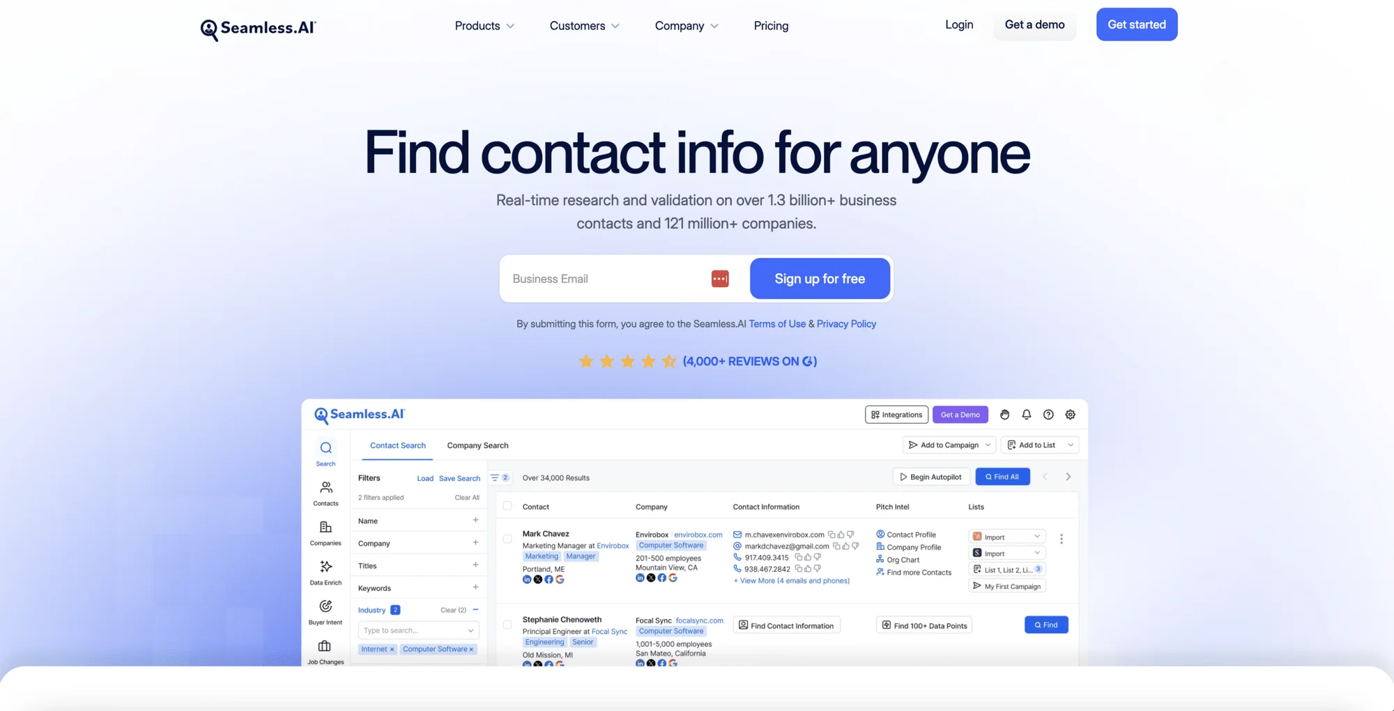 Seamless.ia, website home page