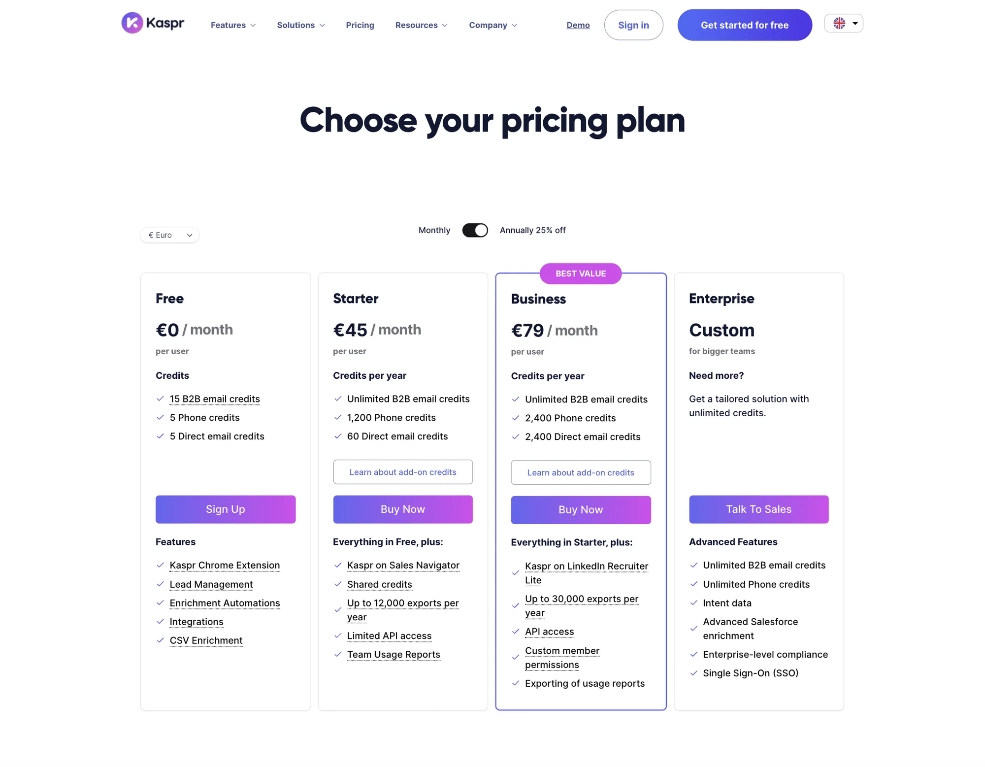 Kaspr pricing