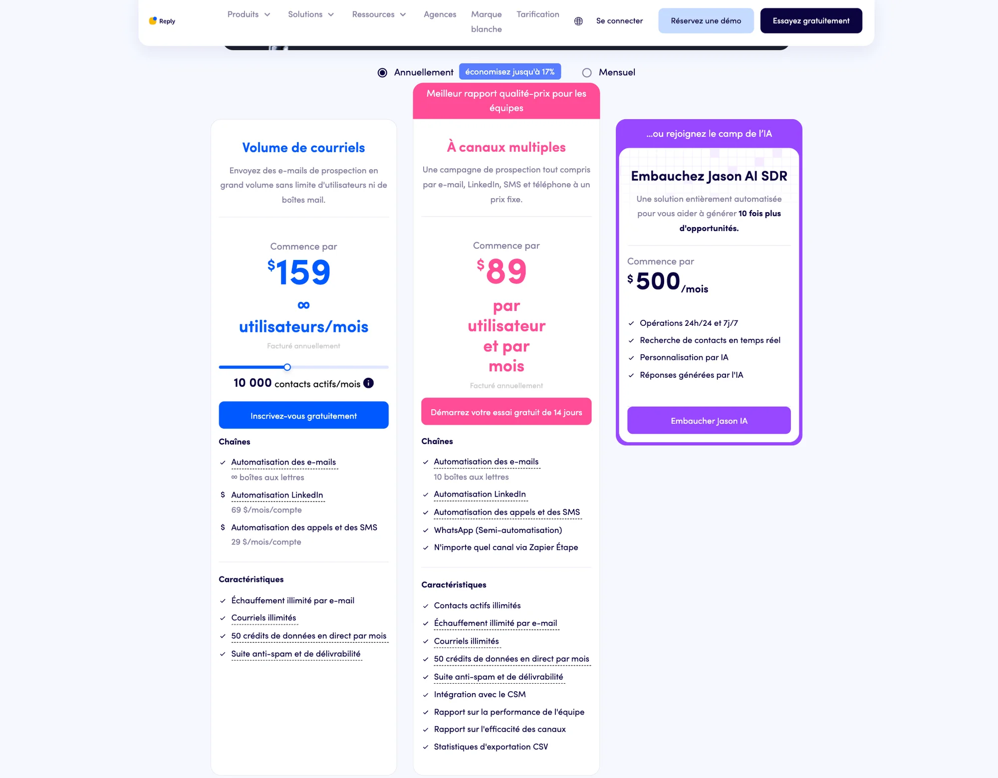 Reply.io prix