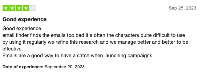Review email finder tool 4 stars