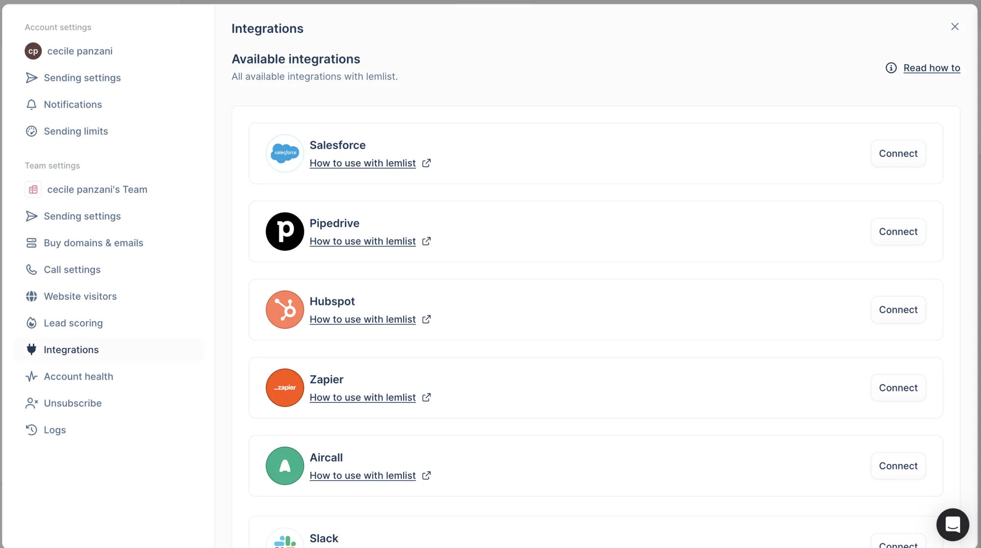 Lemlist tools integrations