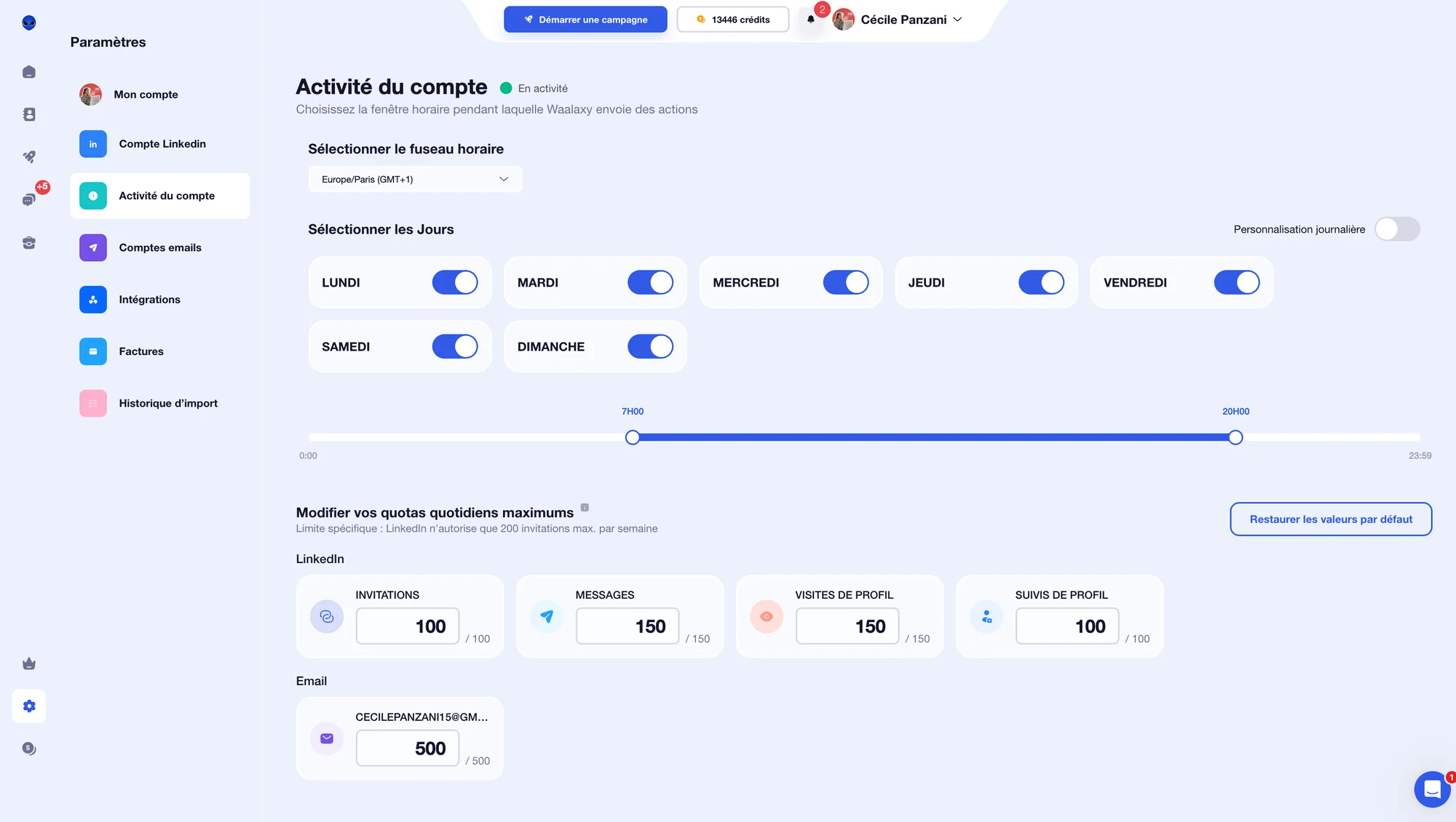 Gestion des quotas Waalaxu