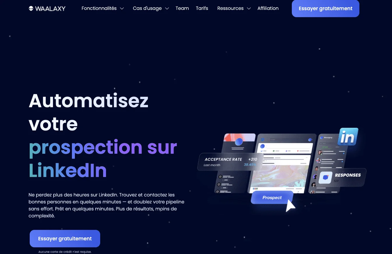 Waalaxy home LinkedIn prospectie