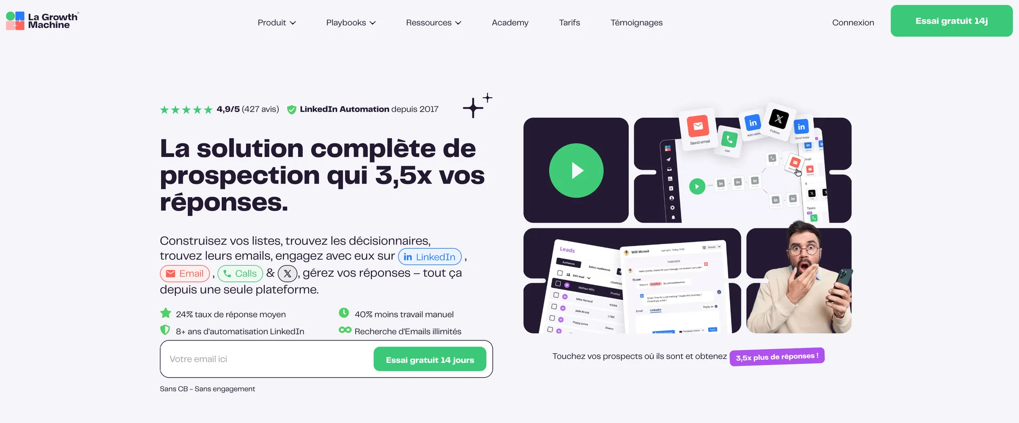 Solution de prospection LinkedIn avec automatisation, accès gratuit 14 jours
