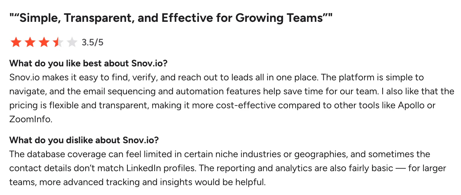 Snov.io customer reviews
