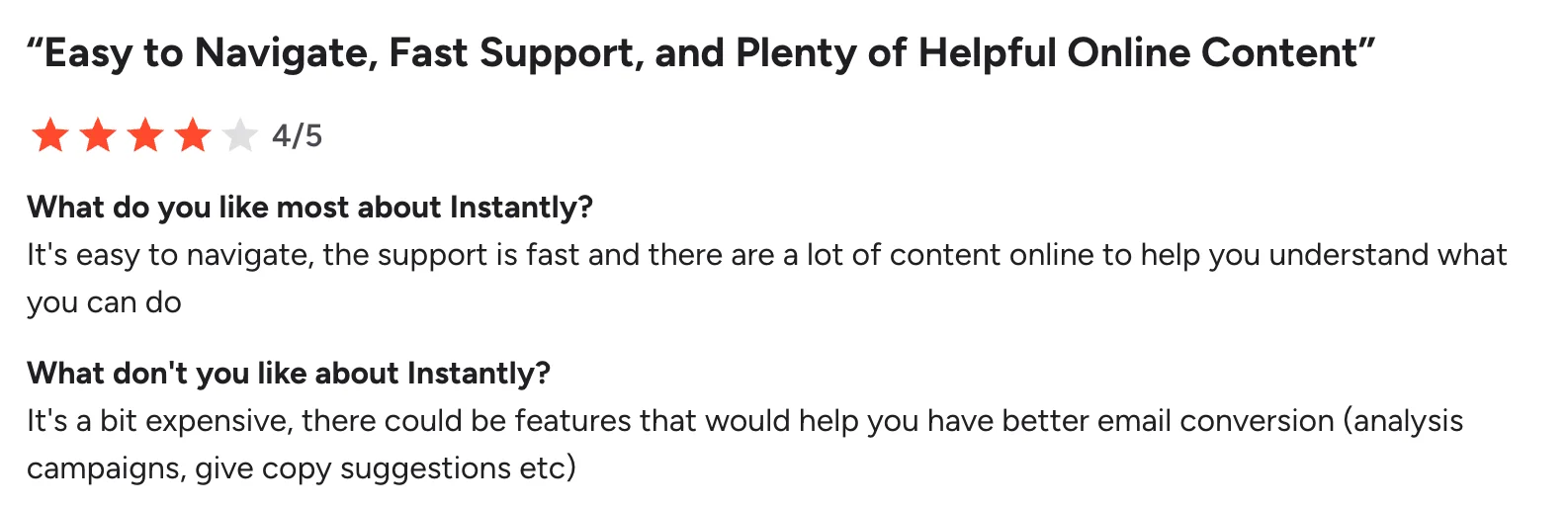 instanlty customer reviews