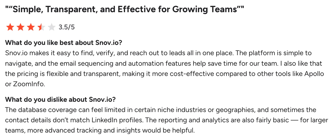 Snov.io customer reviews