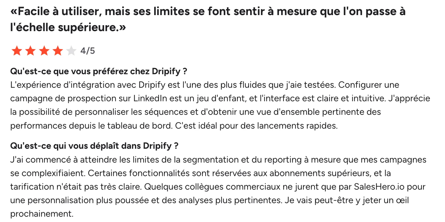 dripify avis client