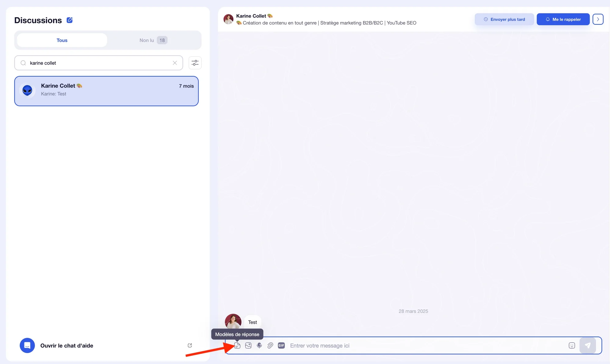 Interface de forum avec discussions et profil utilisateur