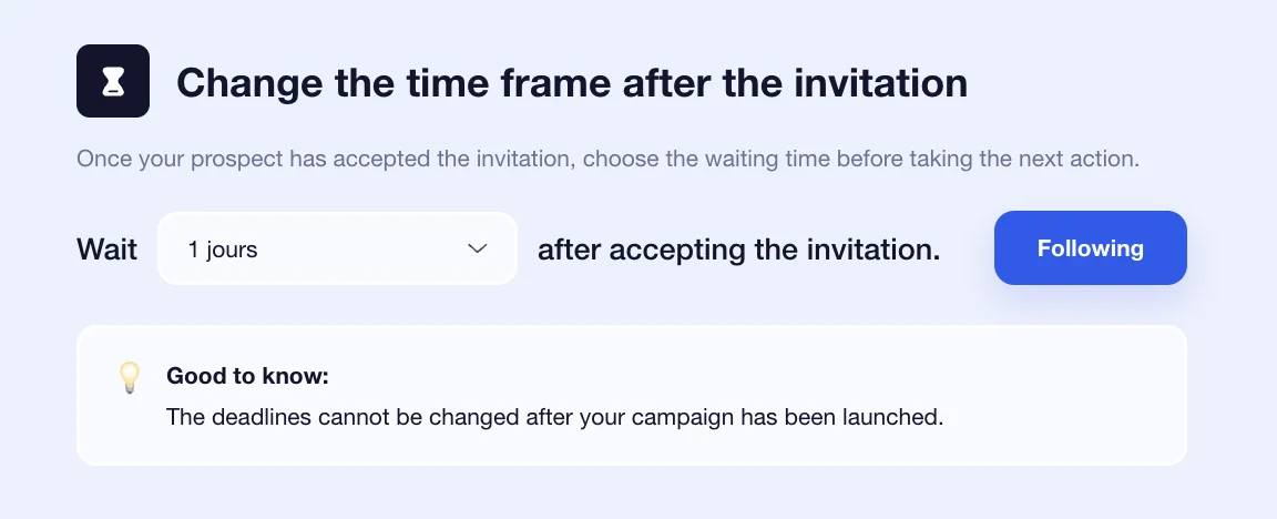 Waalaxy invitation delay