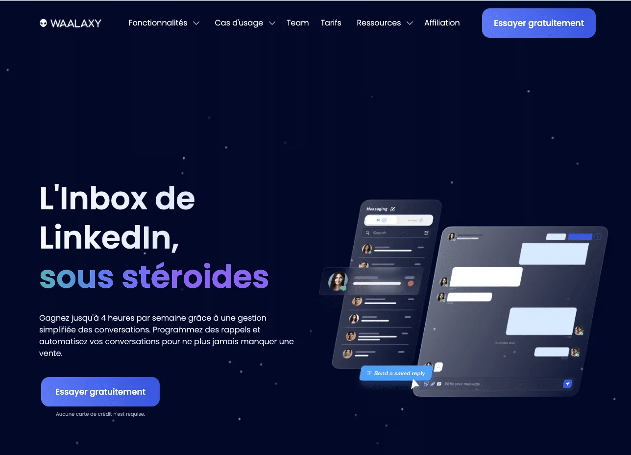 Waalaxy inbox voor bedankberichten