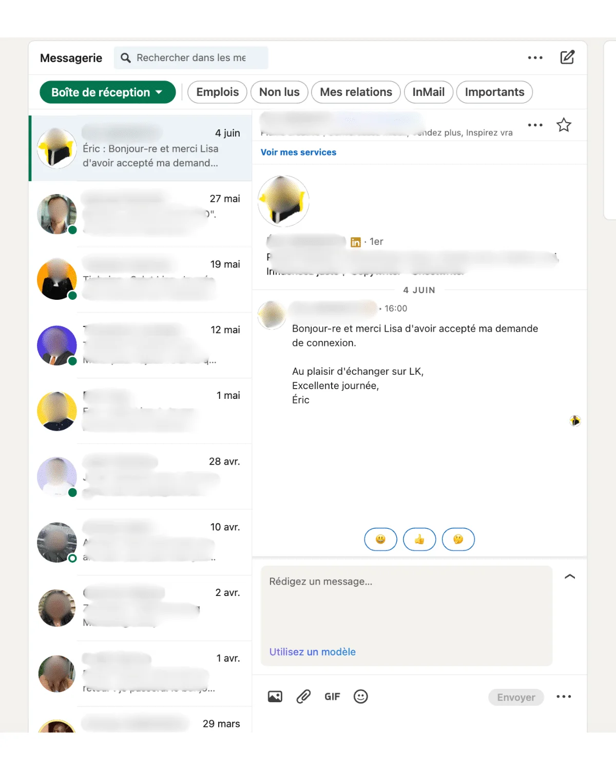 Esempio di messaggio di ringraziamento su LinkedIn