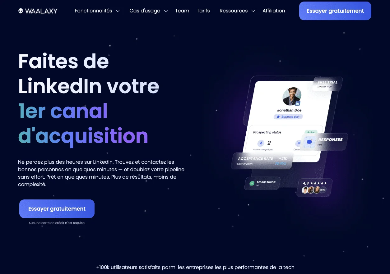 Waalaxy para automatizar los mensajes de agradecimiento