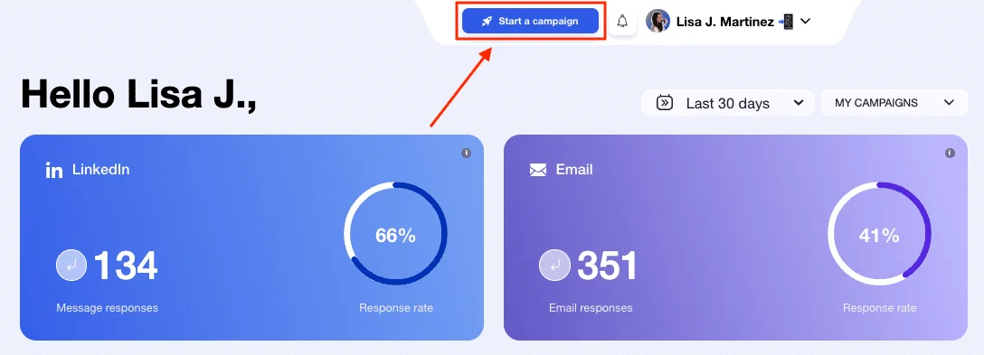 Recruitment automation with Waalaxy: Start a campaign.