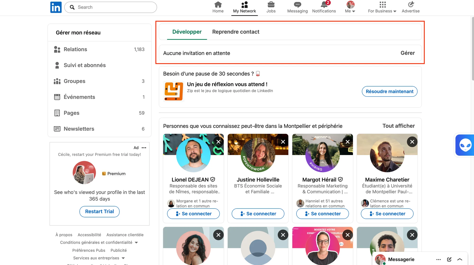 Gérer les invitations automatiques LinkedIn