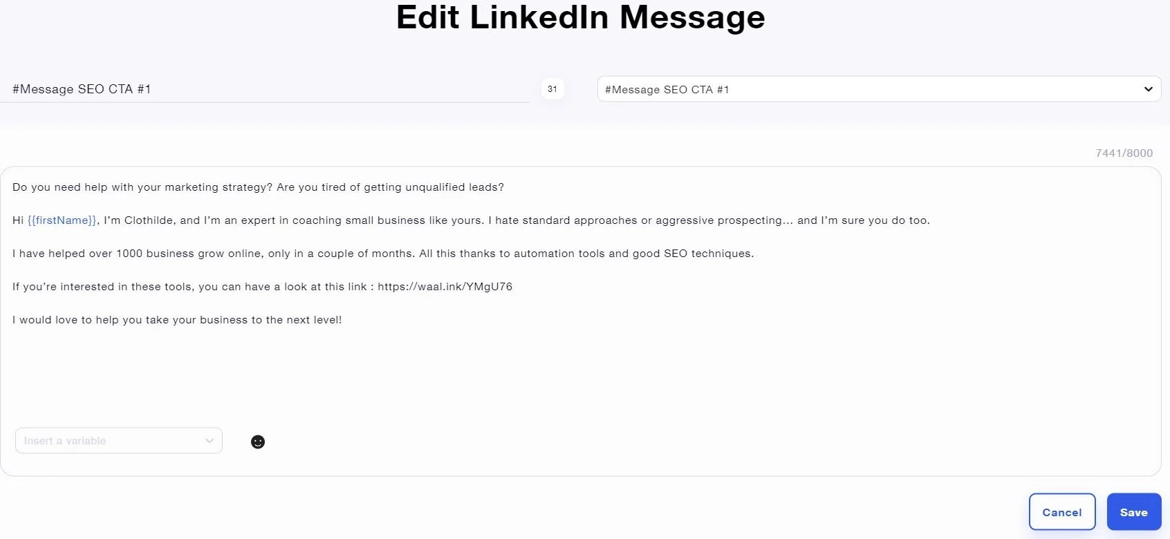 Edit LinkedIn message