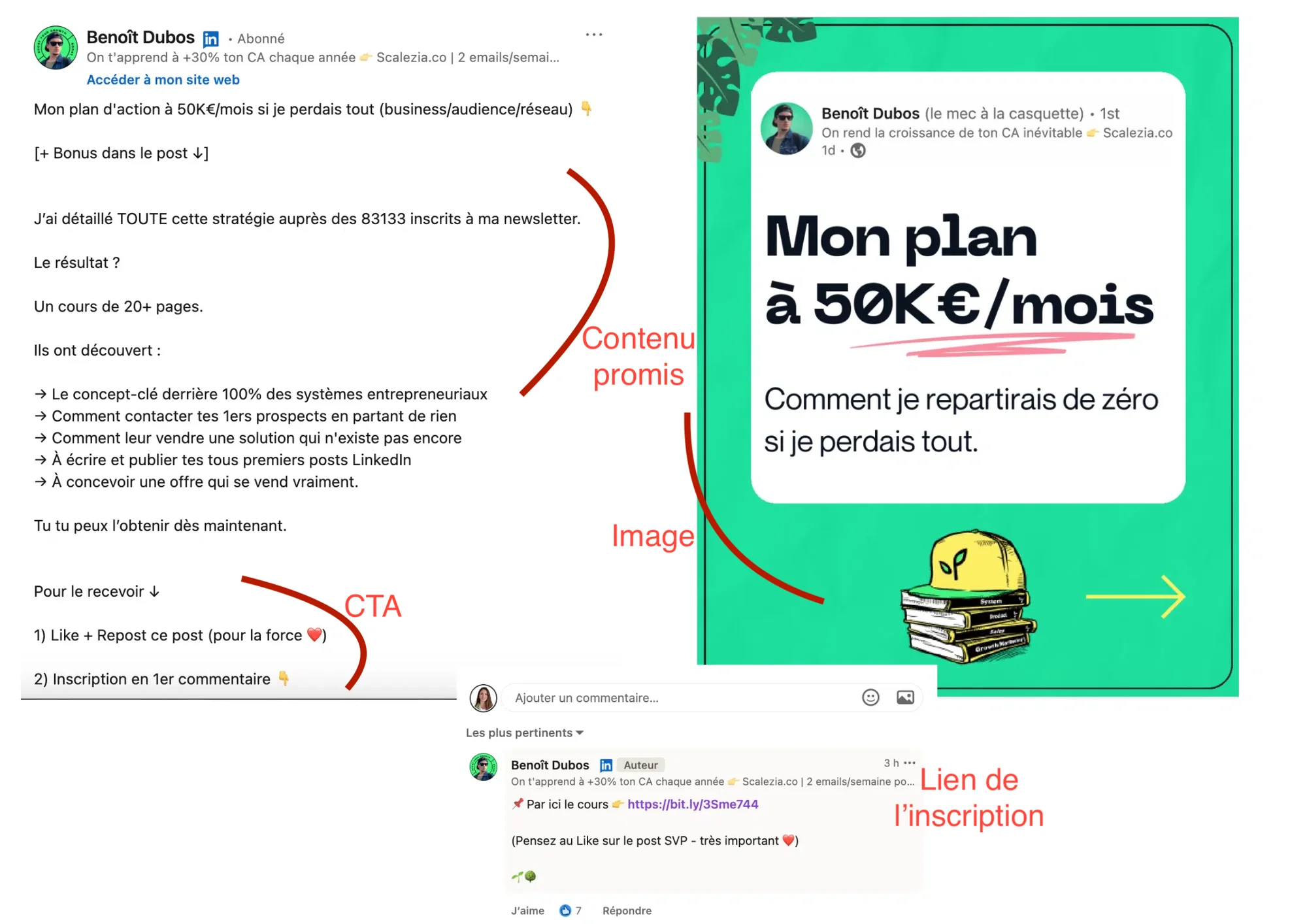Formation en ligne sur stratégie commerciale à 50K€/mois avec détails du programme et bouton d'inscription