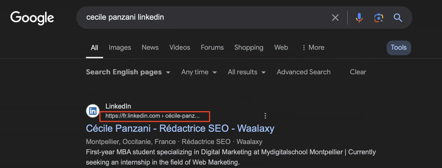 URL de LinkedIn