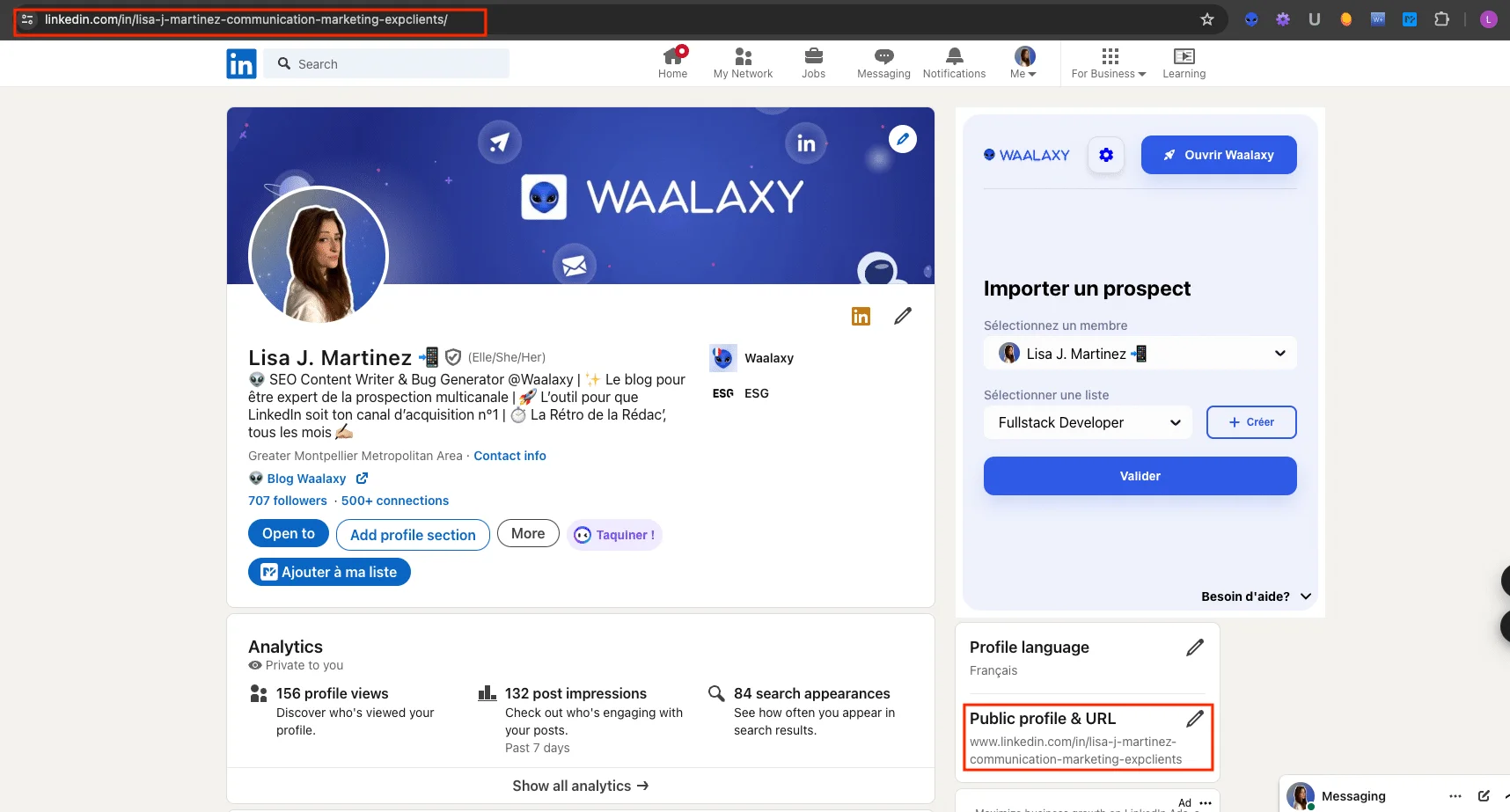 URL LinkedIn compétence