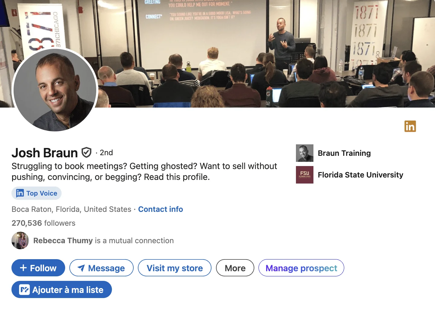 LinkedIn Top Voice Profile : Josh Braun