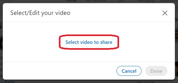 Sélectionner une vidéo à partager
