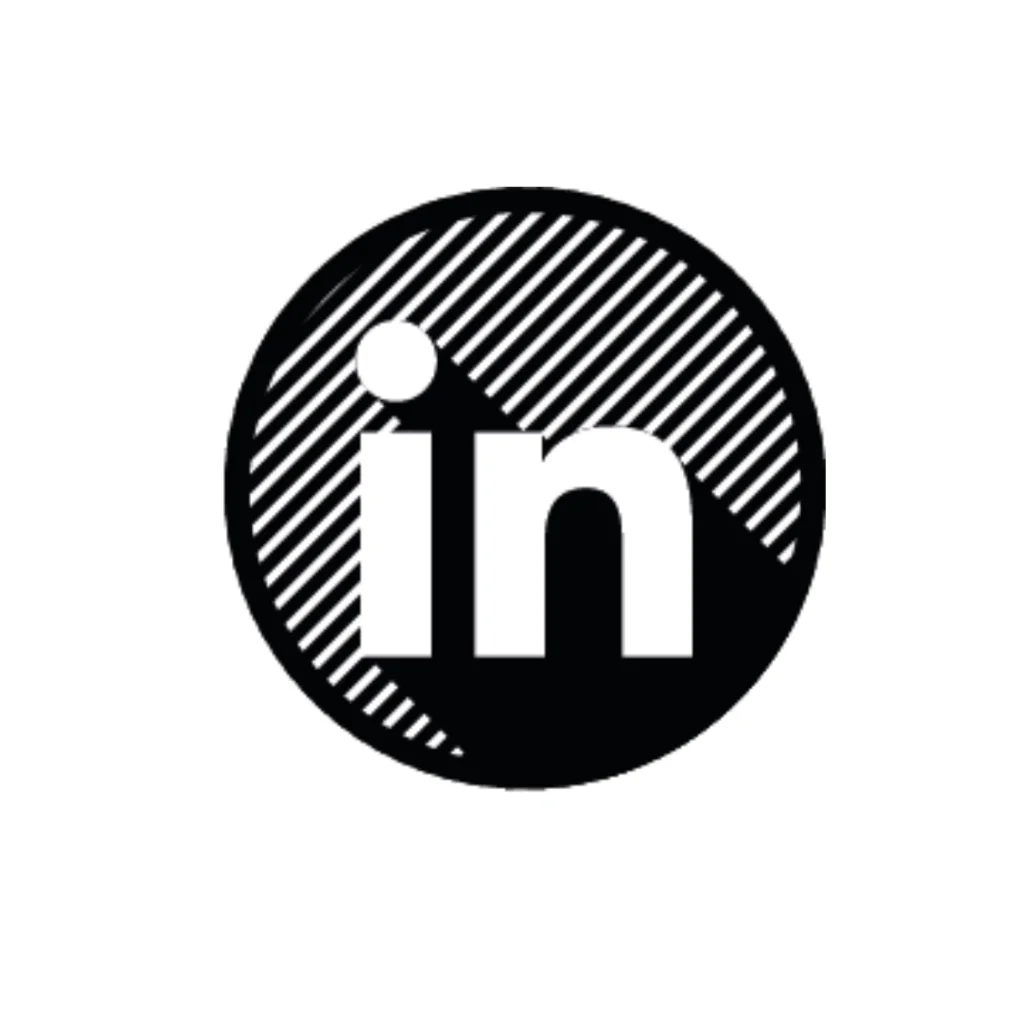 LinkedIn logo svg round white and black