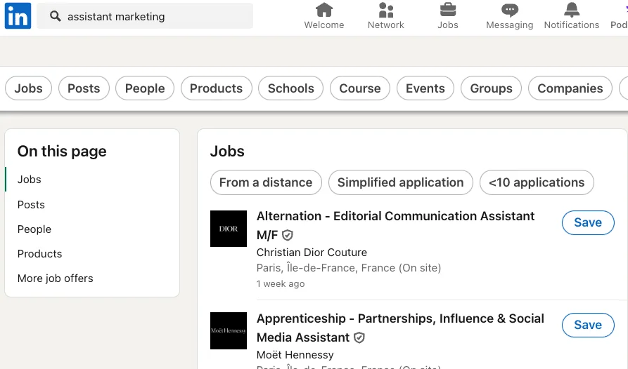 indeed vs LinkedIn - LinkedIn dashboard