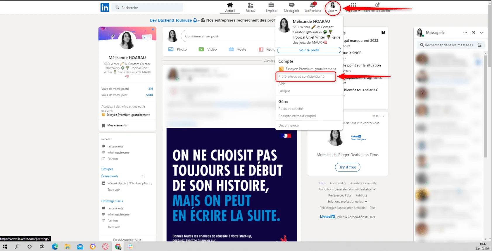 Citation motivante sur Facebook : "On ne choisit pas toujours le début de son histoire mais on peut en écrire la suite"