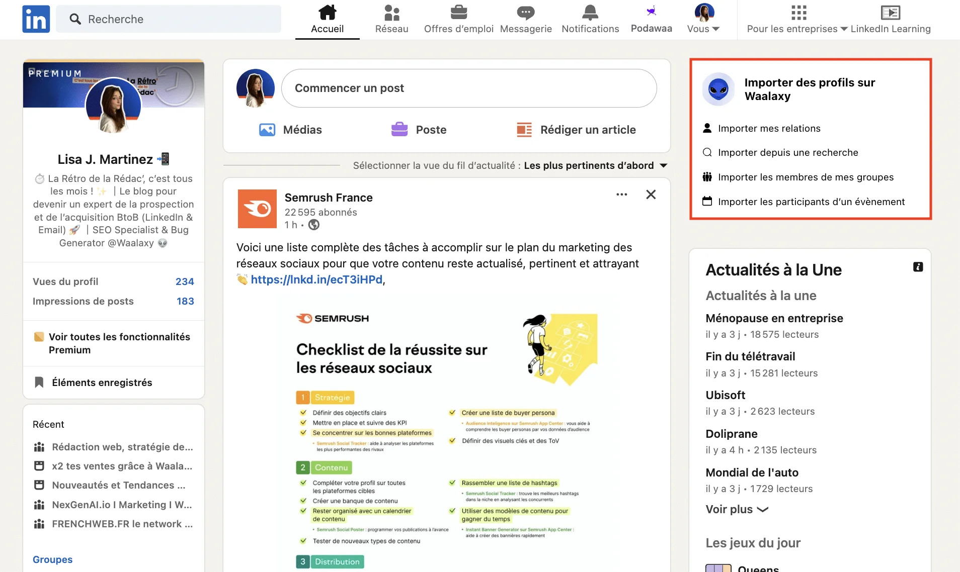 Hack boost post LinkedIn : Cibler les contacts sur LinkedIn et les importer dans Waakaxy
