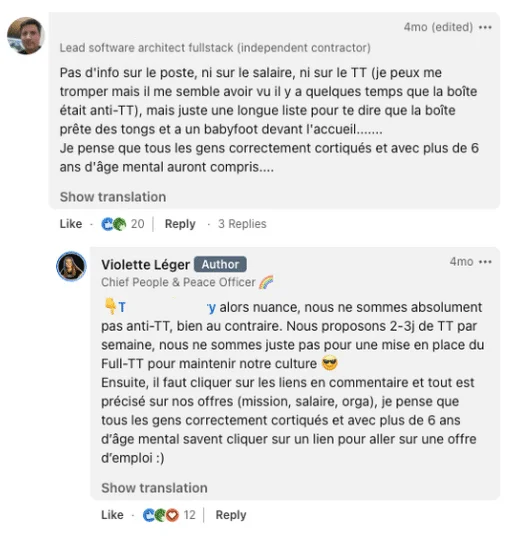 Discussion forum sur la culture de travail et les offres d'emploi