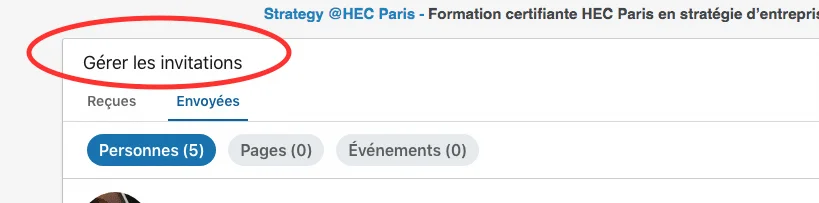 supprimer une invitation sur le réseau LinkedIn