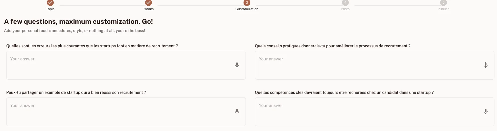 Strumento Kawaak per creare rapidamente contenuti LinkedIn