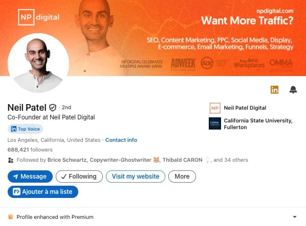 Esempio di profilo ottimizzato per la vendita su LinkedIn.