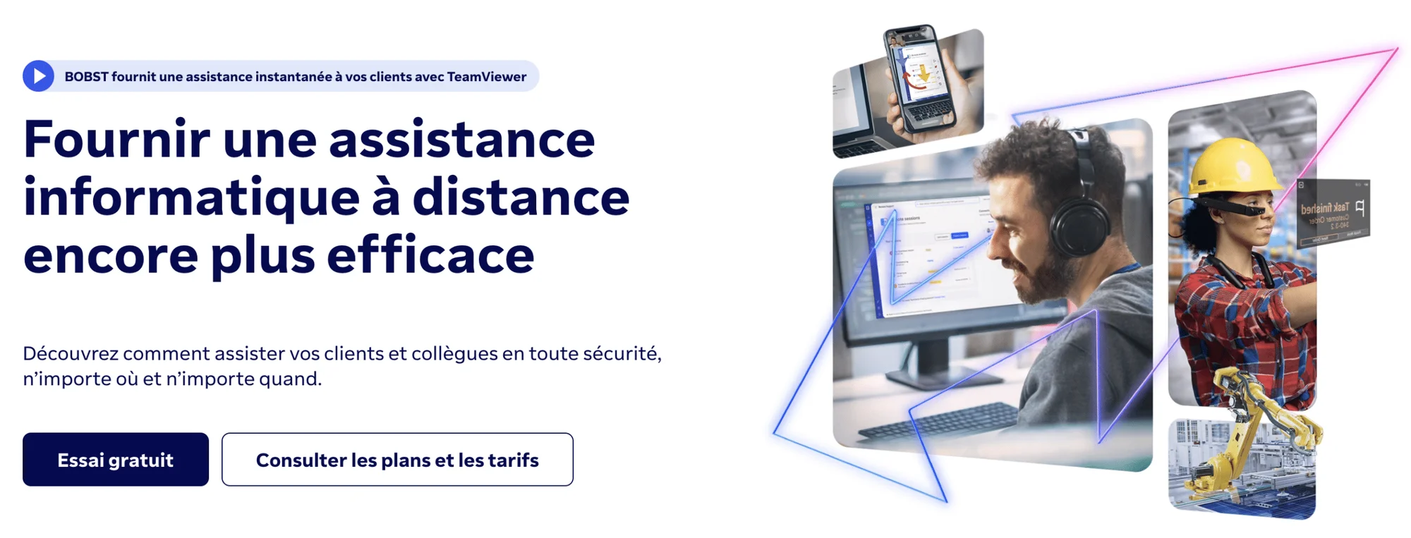 Assistance informatique à distance avec utilisateurs travaillant sur ordinateurs