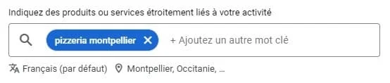 Recherche de pizzerias à Montpellier dans Google Places