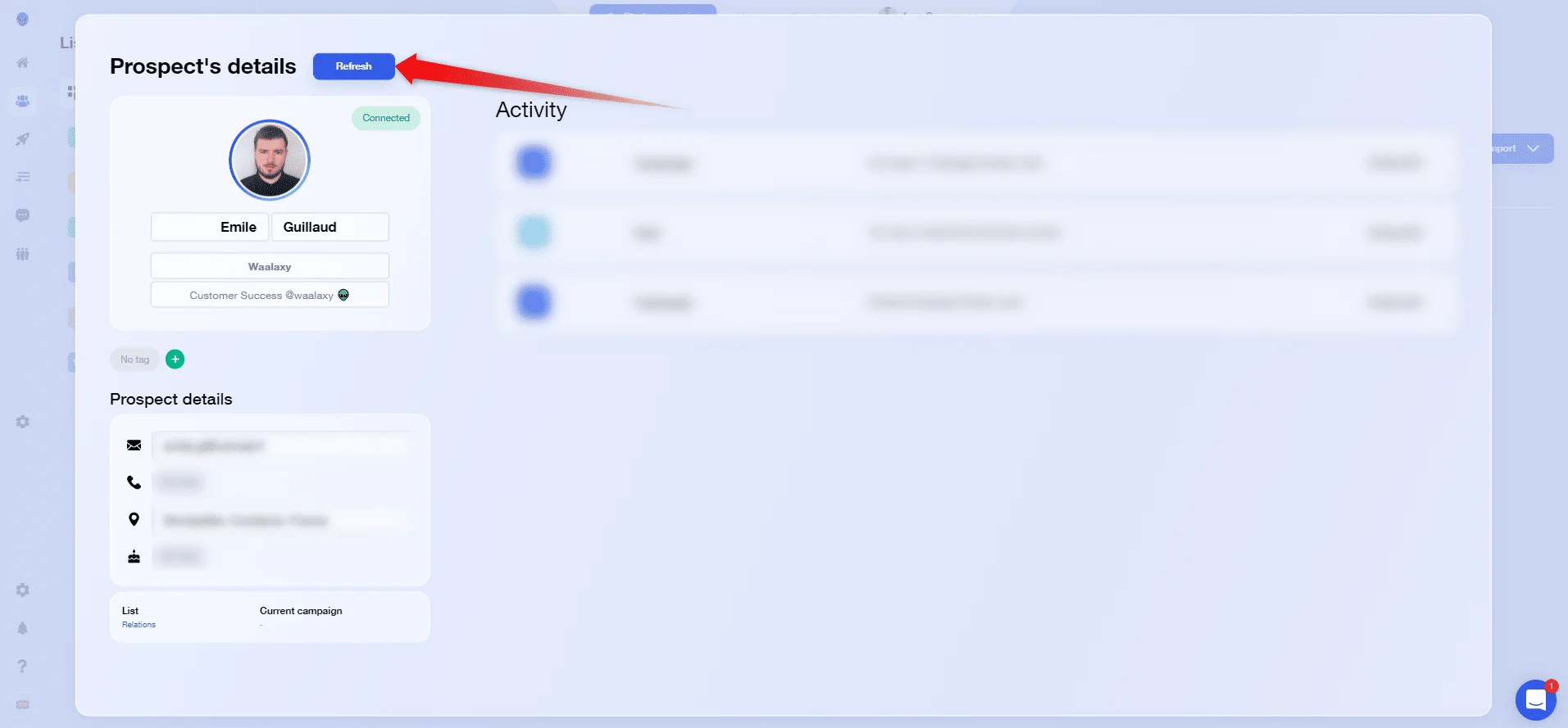 Lead lists: filters with Waalaxy