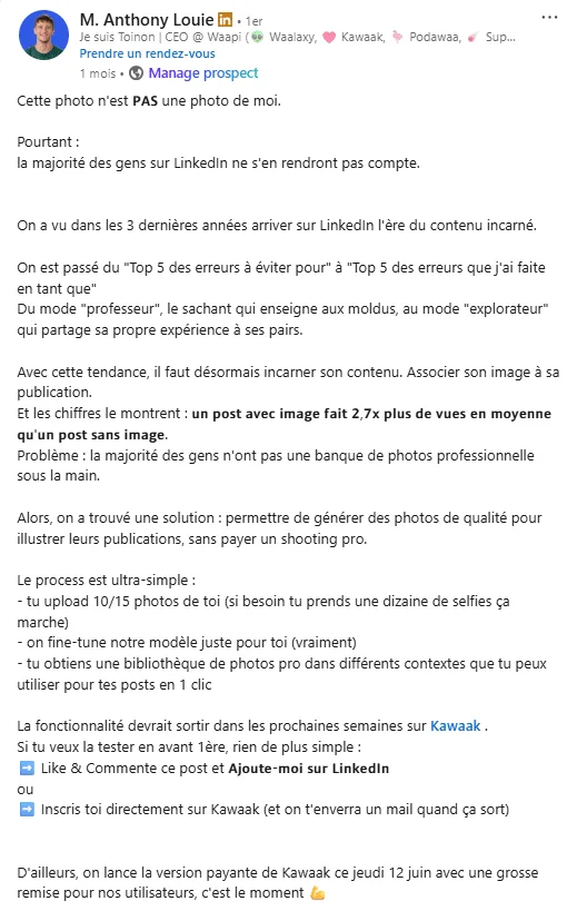 Un professionnel partage des conseils sur le contenu authentique en marketing avec des photos professionnelles